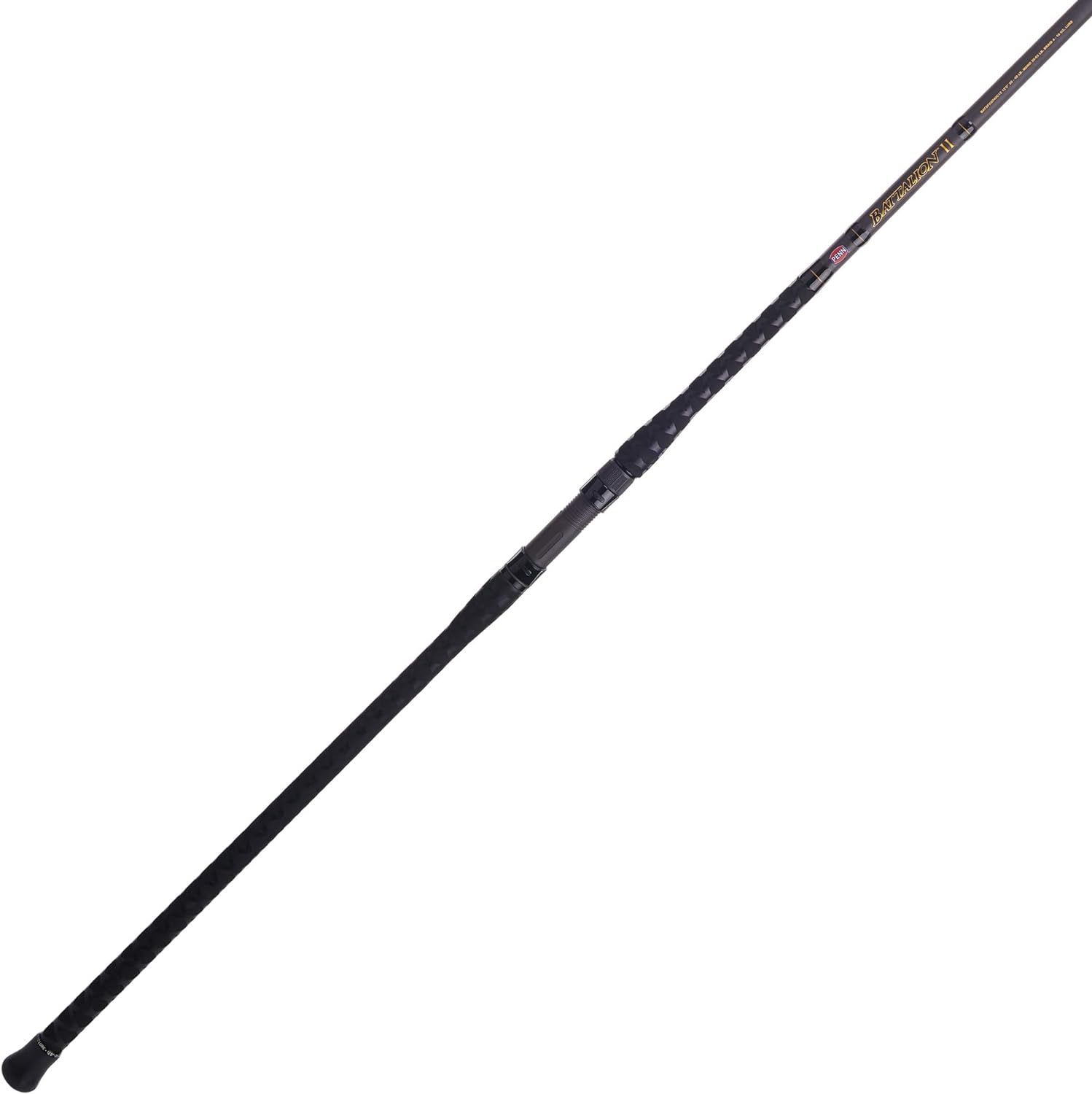 PENN 12’ Battalion II Surf Conventional Casting Rod, 25-50lb Line Rating, 2 Piece Graphite Composite Fishing Rod, Black/Gold
